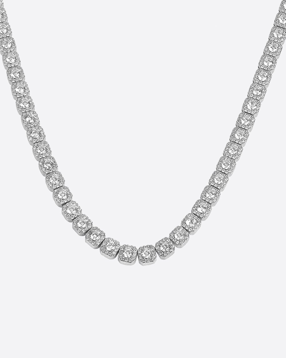 ICED CLUSTERED CHAIN. - WHITE GOLD