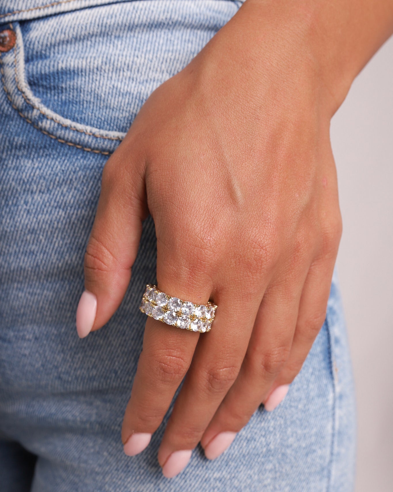 DOUBLE TROUBLE ETERNITY RING. - WHITE GOLD