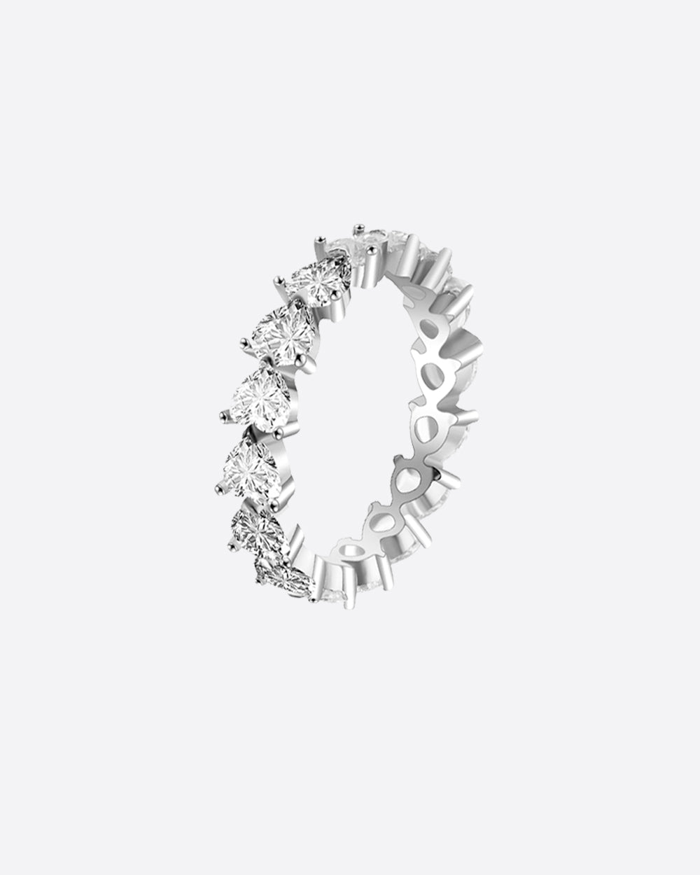 HEART CUT BAND RING 925. - WHITE GOLD