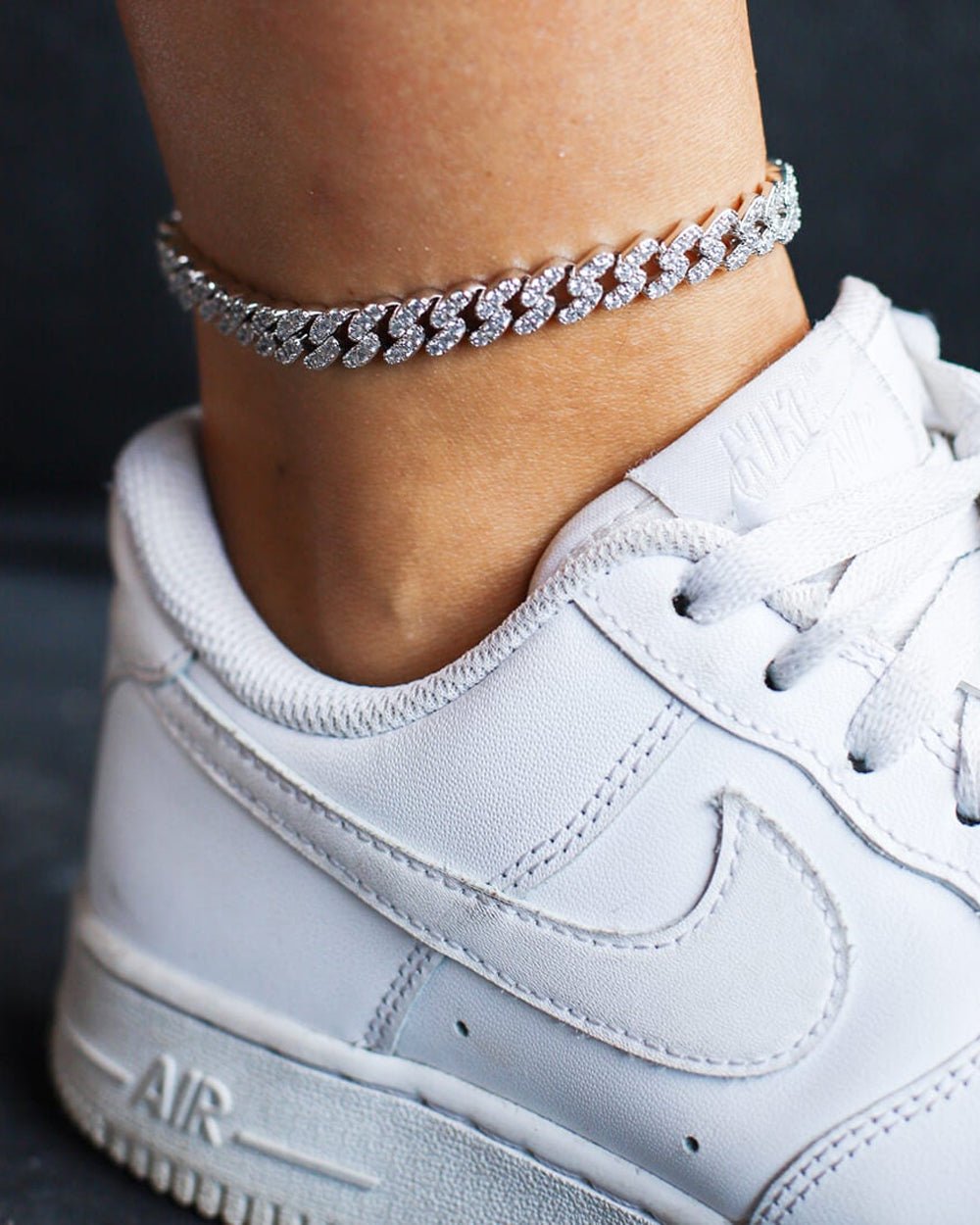 ICED CUBAN ANKLET. - 9MM WHITE GOLD
