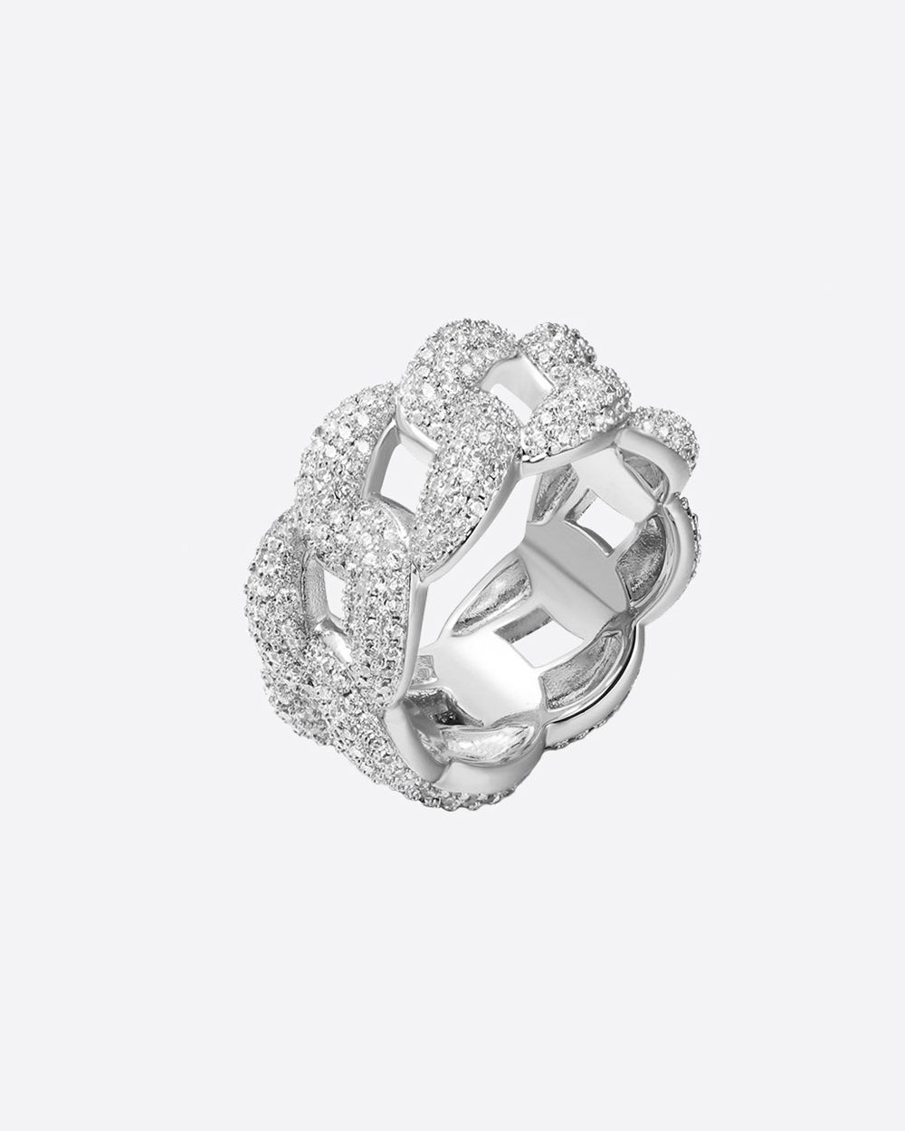 ICEY CUBAN RING. - WHITE GOLD